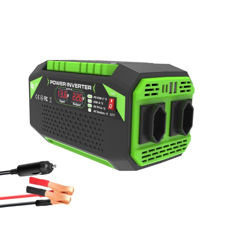 Gurxun Car Pure Sine Wave Inverter Dual AC Sockets + 2 USB + 2 Type-C Ports Outdoor Car Power Converter