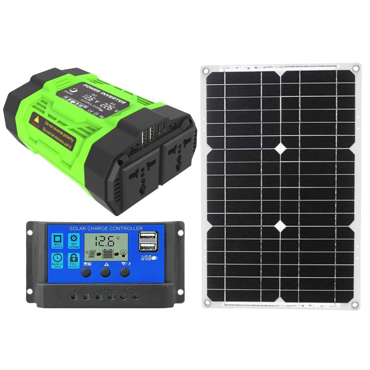 Gurxun Modified Wave Inverter With 18W Solar Panel + 30A Controller Dual Socket + 2 USB + 2 Type-C Ports
