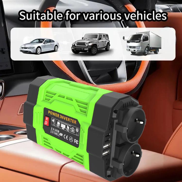 Gurxun 200W Modified Wave Inverter With 18W Solar Panel + 30A Controller Dual Socket + 2 USB + 2 Type-C Ports