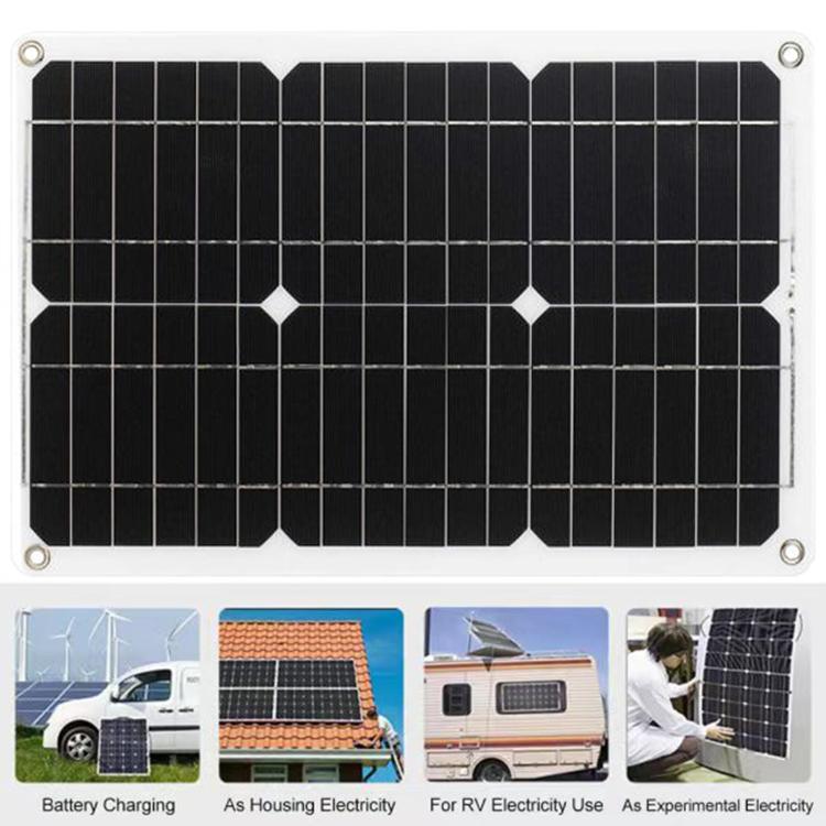 Gurxun 200W Modified Wave Inverter With 18W Solar Panel + 30A Controller Dual Socket + 2 USB + 2 Type-C Ports