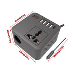 Gurxun 12/24V To 110/220V Multi-Function Car Fast Charger With 4 USB+Type-C+Universal Socket