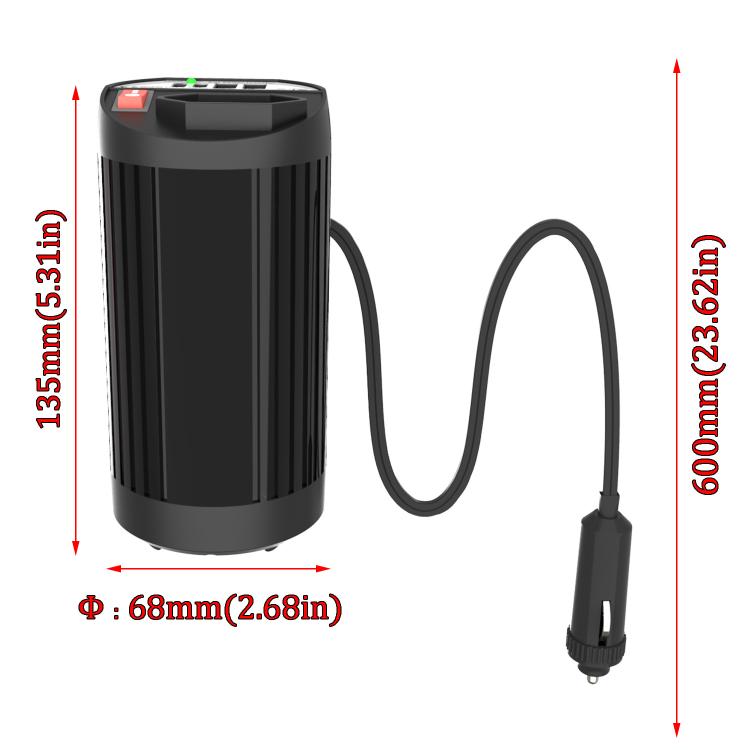 Gurxun 200W Modified Wave Intelligent Car Inverter Dual USB + Dual Type-C Port Car Power Converter