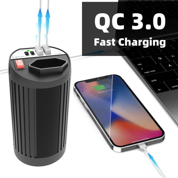 Gurxun 200W Modified Wave Intelligent Car Inverter Dual USB + Dual Type-C Port Car Power Converter