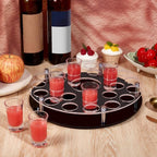 25-hole Wine Glass Tray Stand With Center Bottle Slot