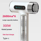 Cordless High-Speed Hair Dryer 100,000 RPM Motor, USB-C Fast Charging & 15600mAh Built-In Battery