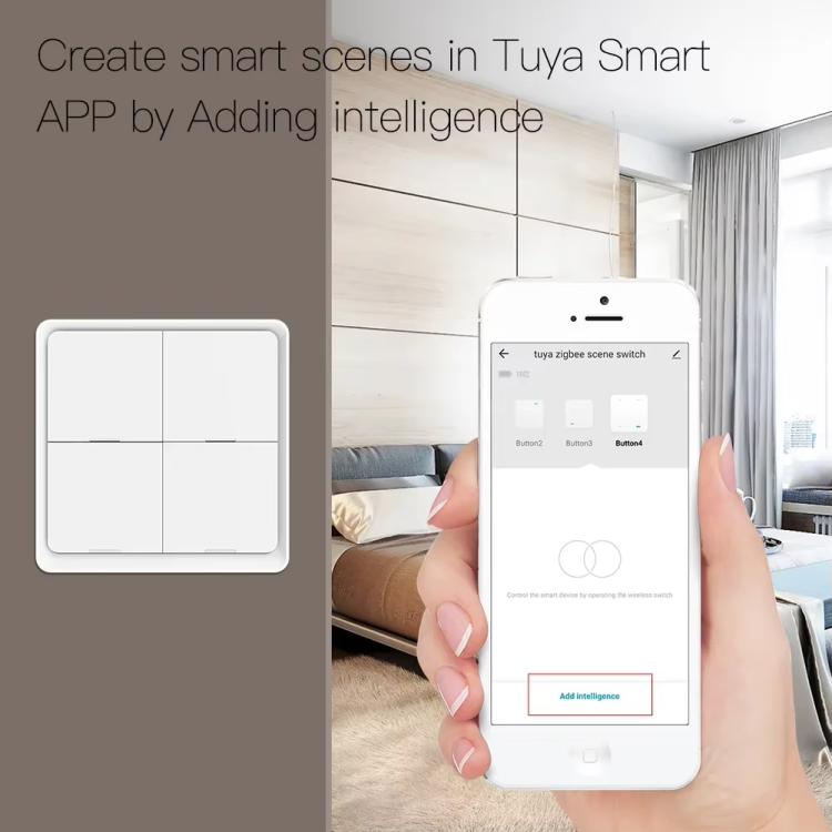 Graffiti Smart Home Wireless Scene Switch APP Timer 4-Button Adhesive Smart Switch