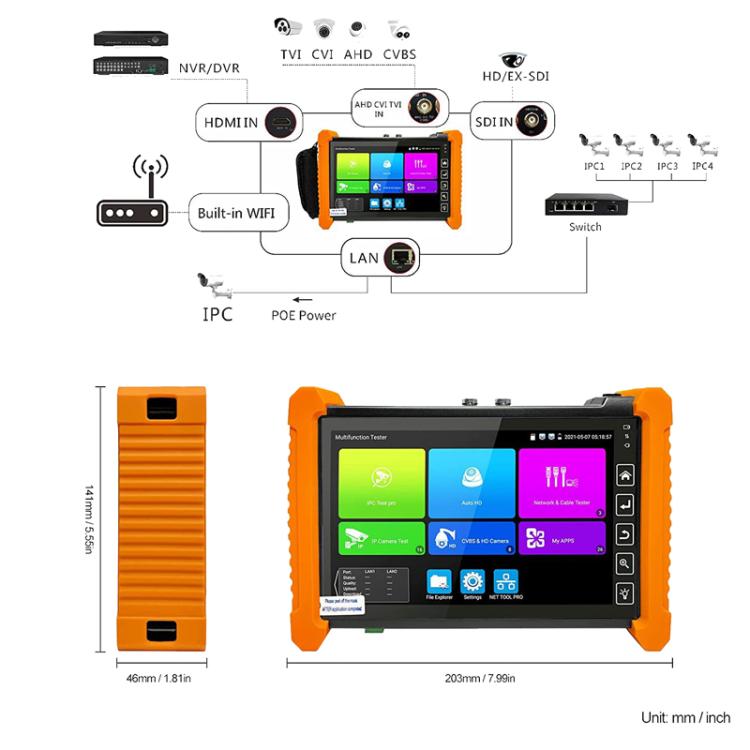 IPC-7200 7 Inch Network Coaxial AHD/CVI/TVI/SDI Video Surveillance Tester