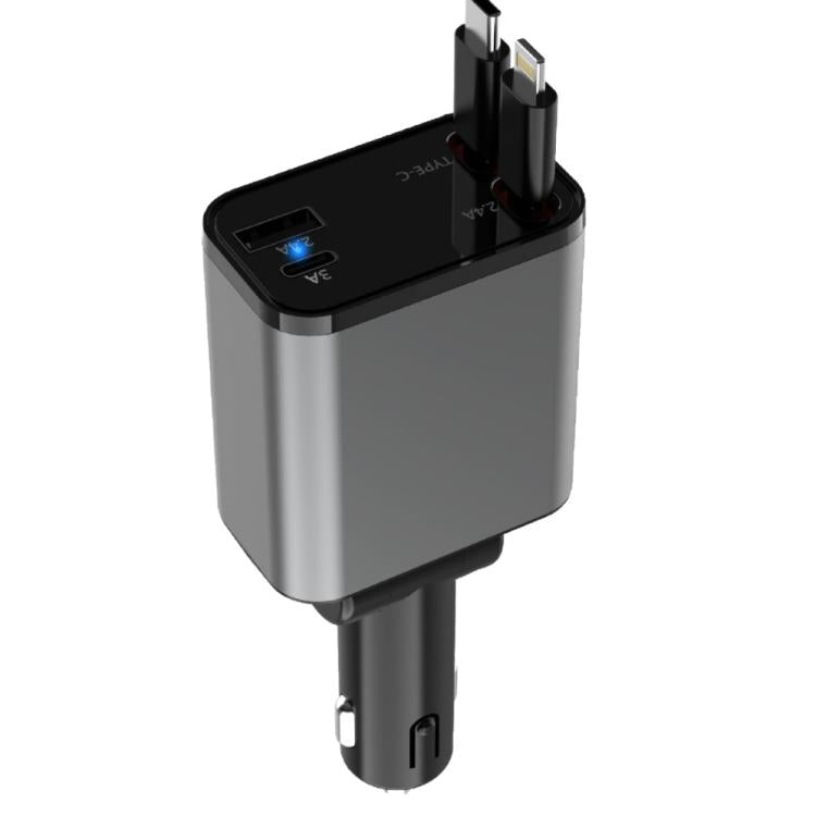 PD30W Car Charger With Retractable Cable