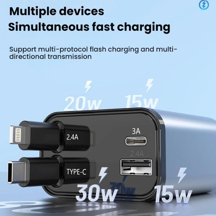 PD30W Car Charger With Retractable Cable