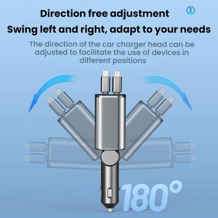 PD30W Car Charger With Retractable Cable