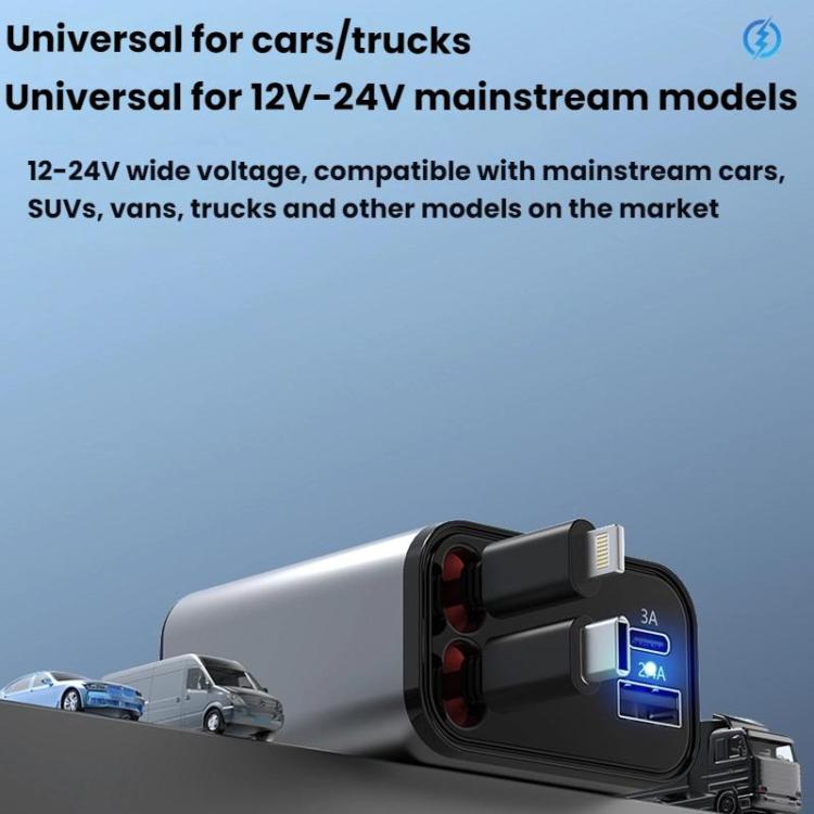 PD30W Car Charger With Retractable Cable