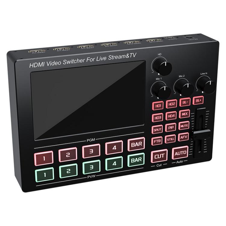 1080P 60Hz 4-Way HDMI Guide Switchboard Built-In 5 Inch Monitor Screen HD Video Live Capture Recording