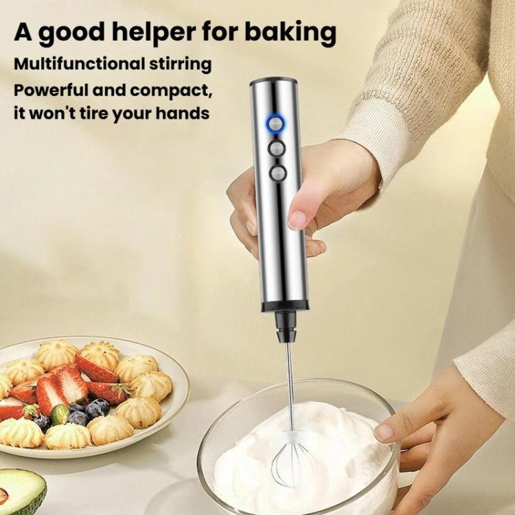 3In1 Portable Rechargeable Handheld Electric Egg Beater Mini Milk Frother For Baking