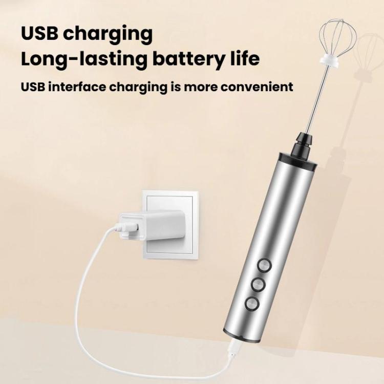 3In1 Portable Rechargeable Handheld Electric Egg Beater Mini Milk Frother For Baking