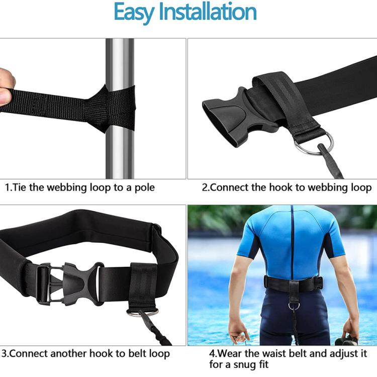 Swimming Strength Block Training Belt and Elastic Cord Set