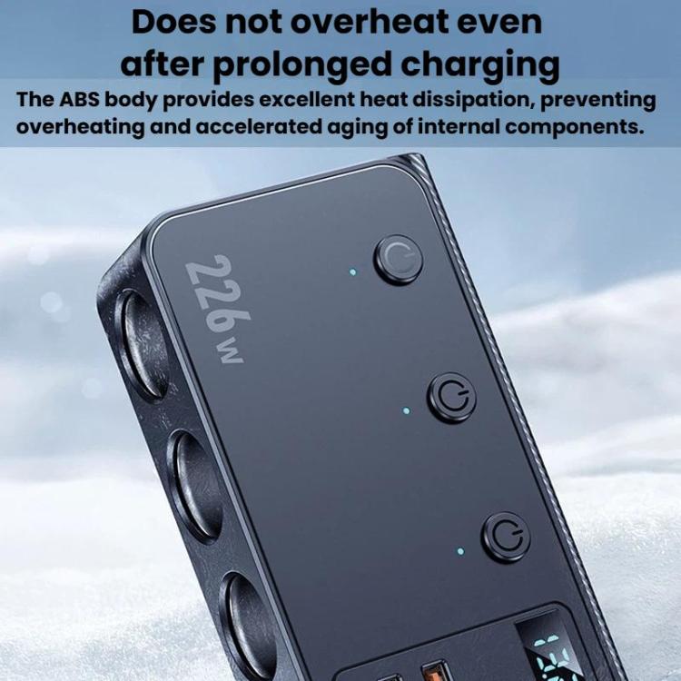 226W 3 In 1 Car Cigarette Lighter Digital Display PD Fast-Charging Car Charger