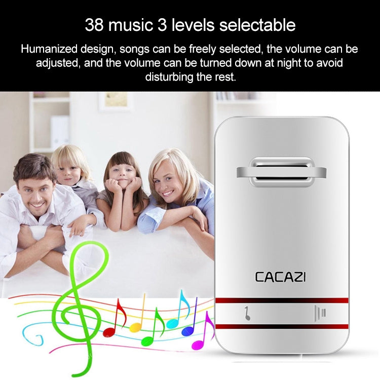 CACAZI V027G One Button Three Receivers Self-Powered Wireless Home Kinetic Electronic Doorbell, UK Plug