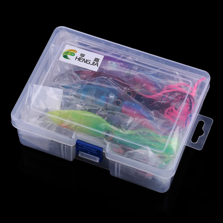 HENGJIA JIZ002 10cm/16.6g 8 PCS Big Octopus Squid Shaped Hard Baits Long Shot Fishing Lures Tackle Baits Fit Sea Fishing and Freshwater Fishing,Boxed